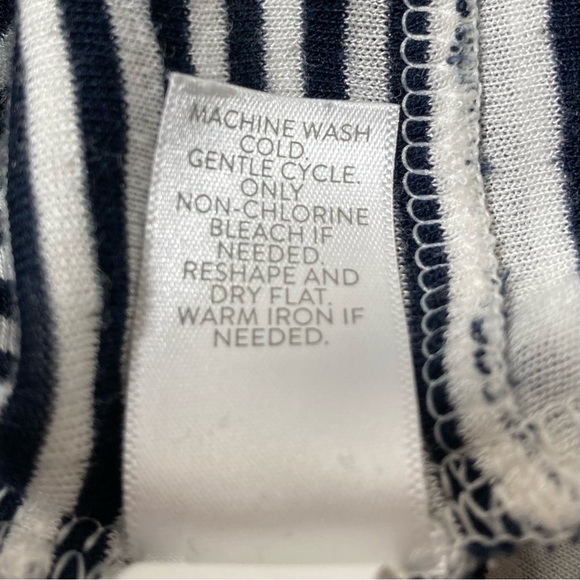 J JILL Black White 3/4 Sleeve Striped Knit Contrasting Trim Tunic Top Size Large - Picture 8 of 8